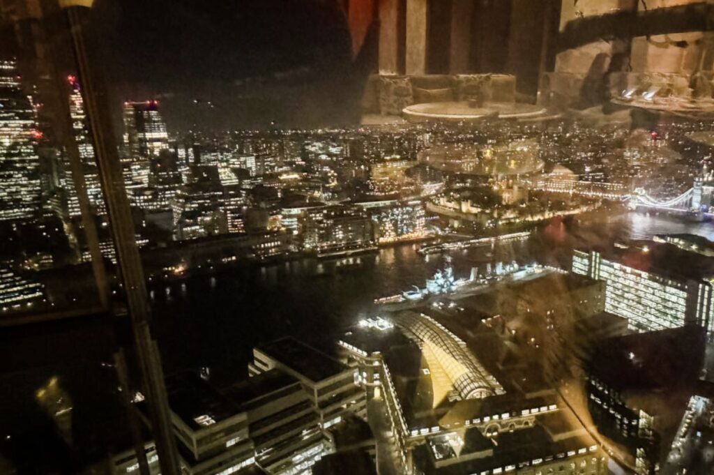 A nighttime view of London from The Shard